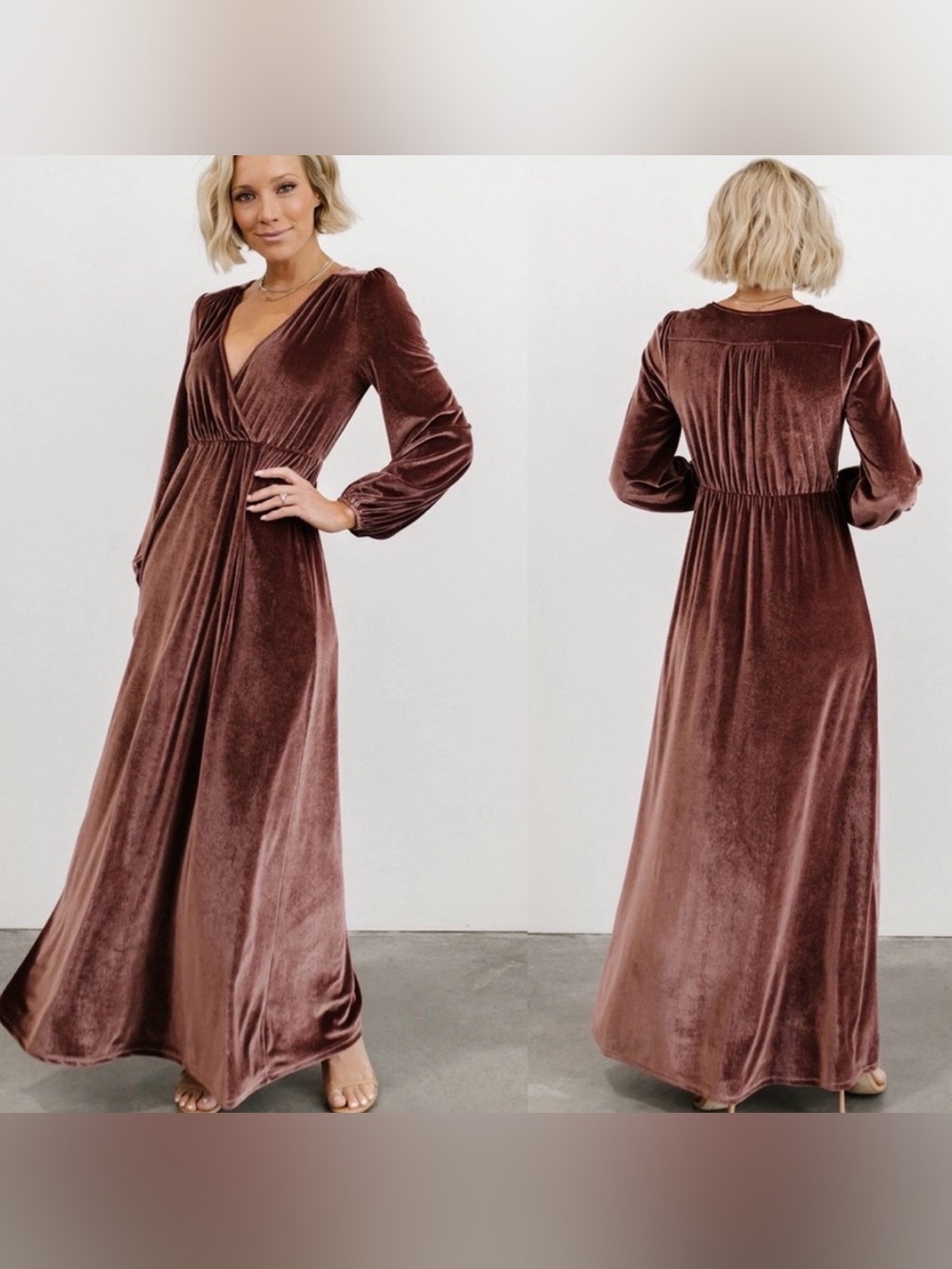 Baltic Born Sadie Velvet Maxi Dress Dusty Plum Size Small - Picture 2 of 14
